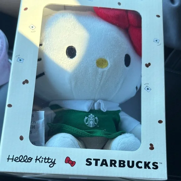 Starbucks + Hello Kitty Limited Edition Boxed | Mercari Starbucks Hello Kitty Plush with Red Bow and Green Apron display picture 1